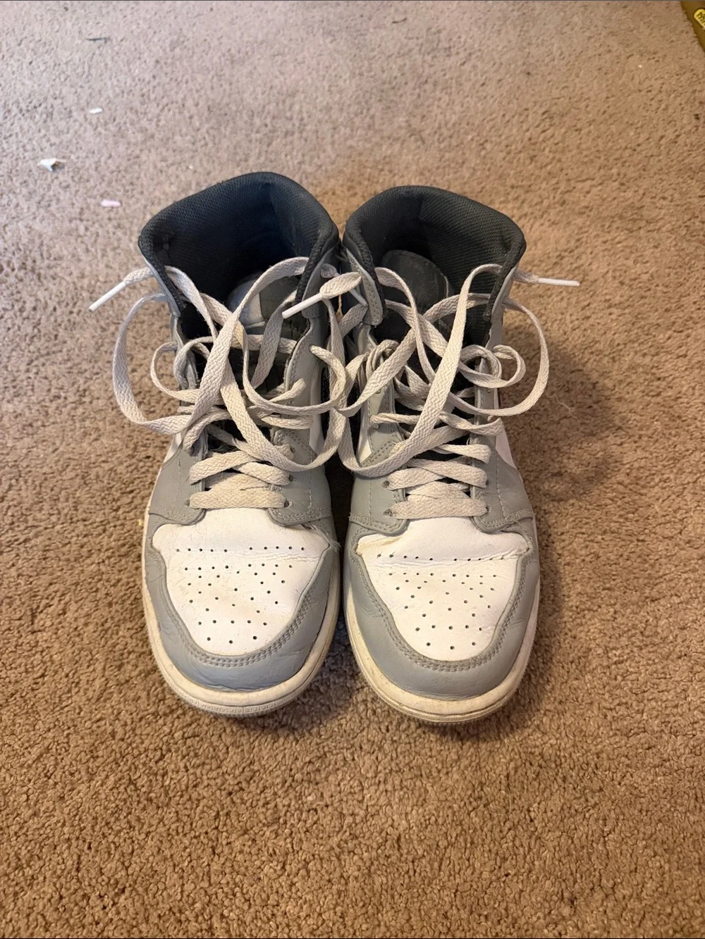 Nike Air Jordan 1 Mid White, Light Gray & Black